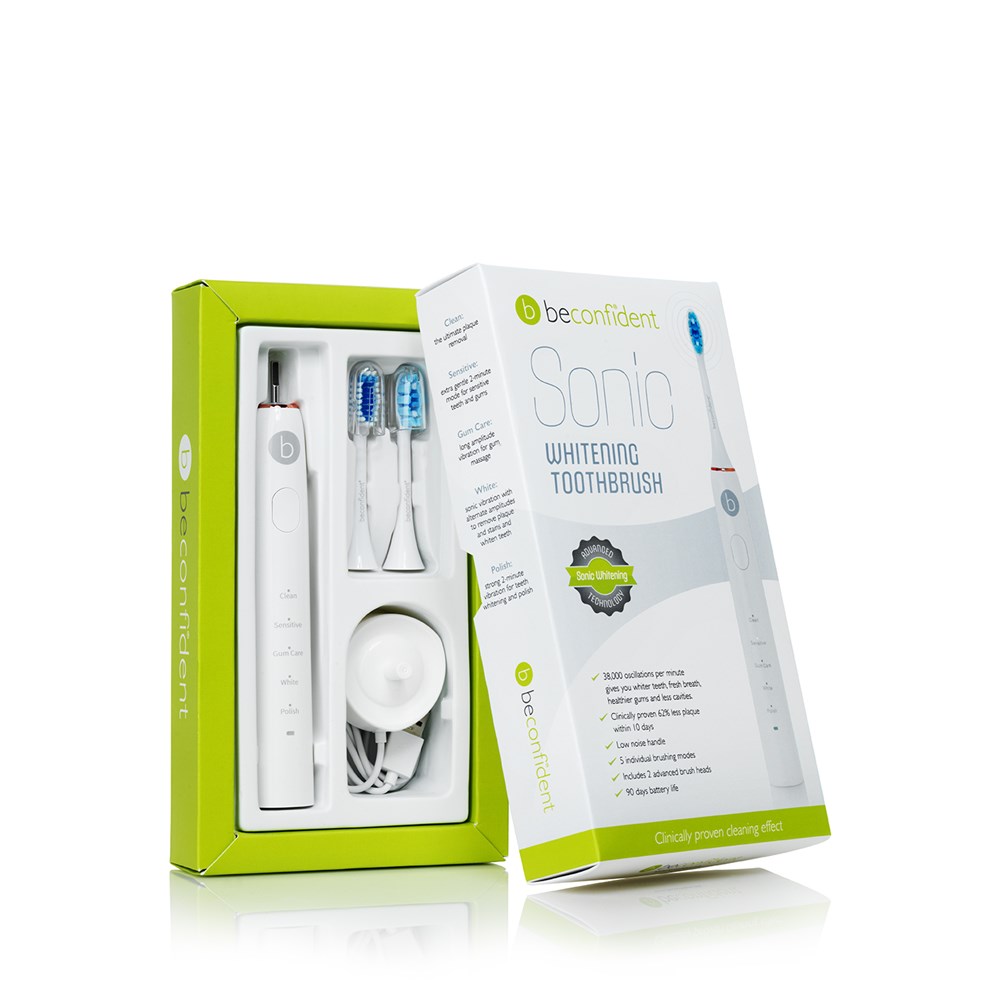 Sonic Toothbrush White + Toothpaste Flavour Explore Kit | Beconfident Front