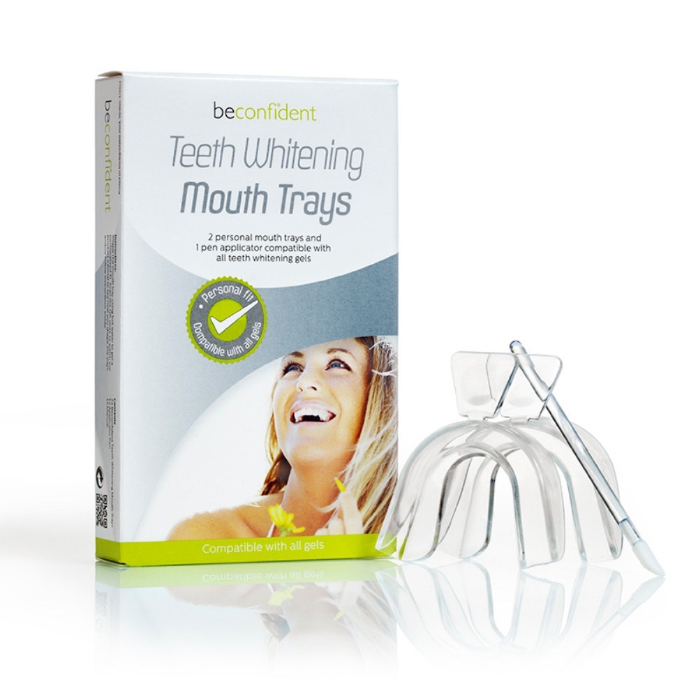 Teeth Whitening Premium Gel + Customisable Mouth Trays | Beconfident Side Left